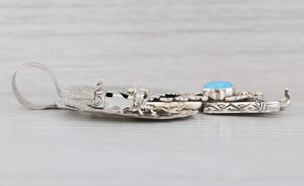 A Mariano Tribal Figure Pendant Sterling Silver Turquoise Navajo Native American