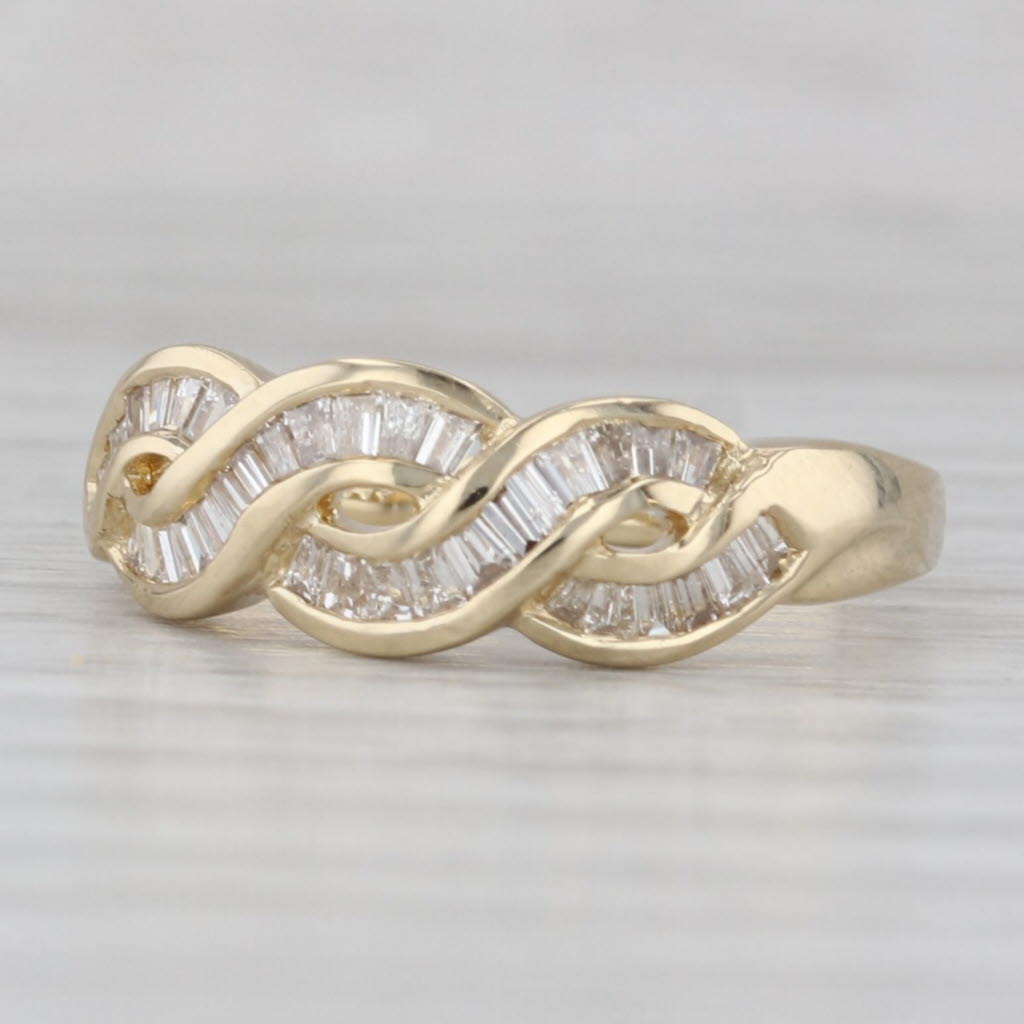 Gray 0.60ctw Diamond Woven Ring 14k Yellow Gold Size 6.75 Wedding Anniversary Band