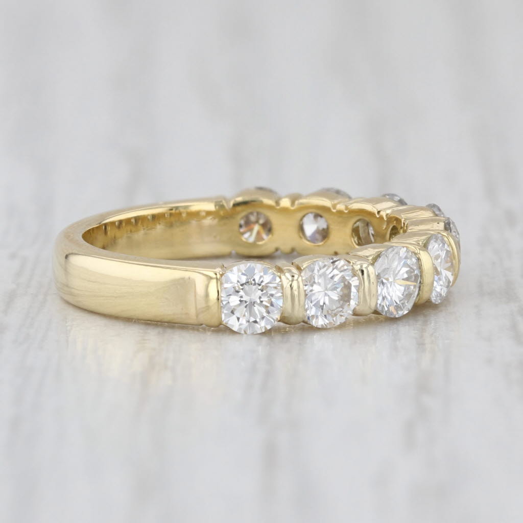 1.26ctw Diamond Wedding Anniversary Band 18k Yellow Gold Sz 5.25 Stackable Ring