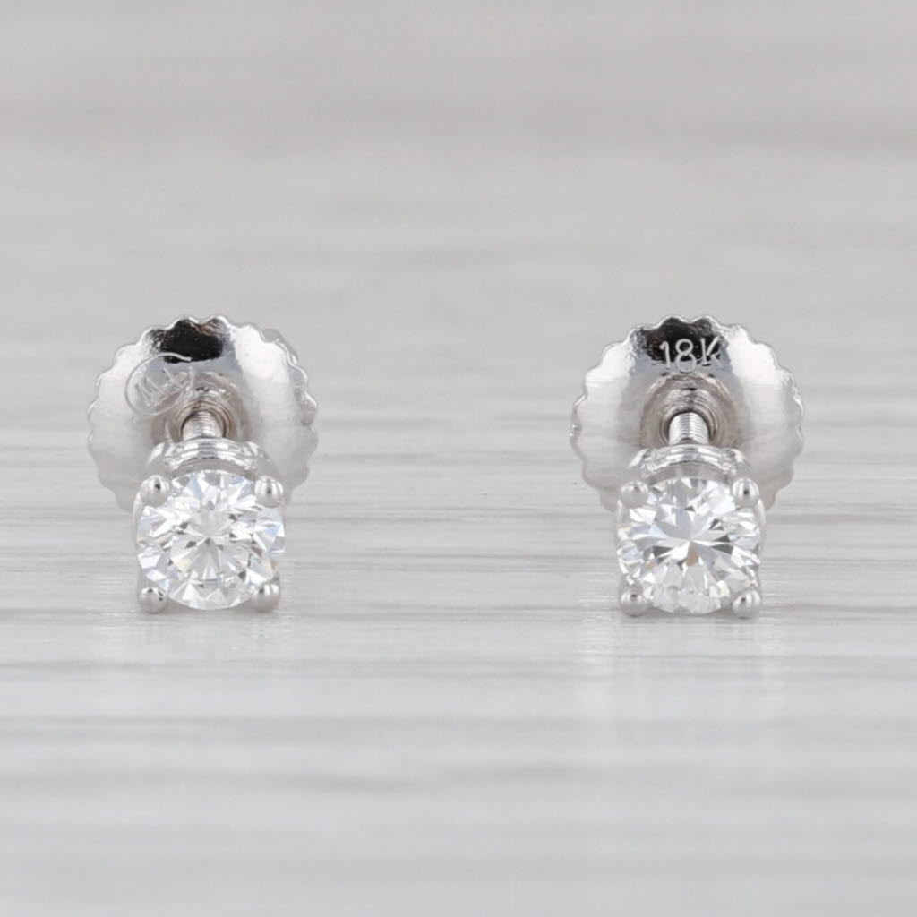 0.30ctw Diamond Solitaire Stud Earrings 18k White Gold Round Studs GSI Copy