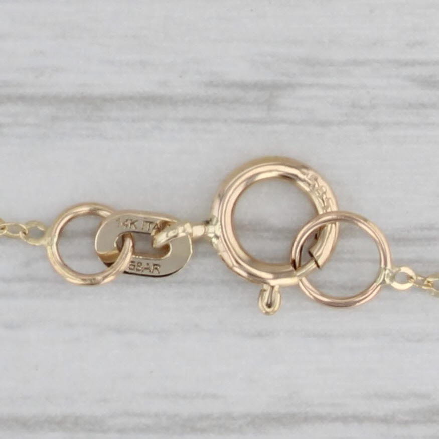 Gray Round Glass Station Necklace 14k Yellow Gold Cable Chain Eye Pattern 18"