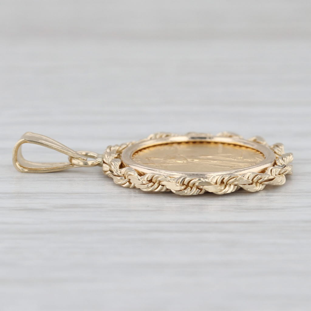 1987 1/10 oz American Gold Eagle Coin Pendant 14k 22k Gold 5 Dollar Liberty