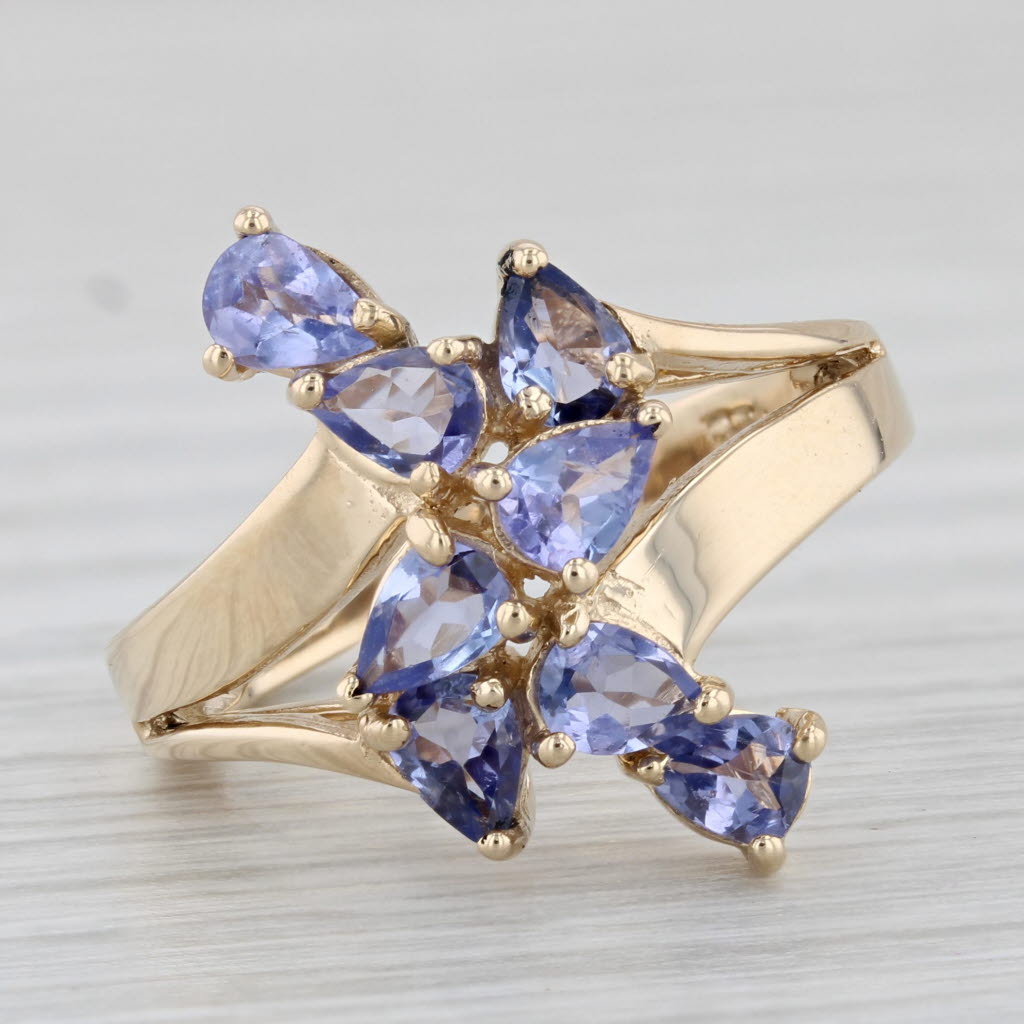 Light Gray 1.20ctw Tanzanite Cluster Ring 14k Yellow Gold Size 5