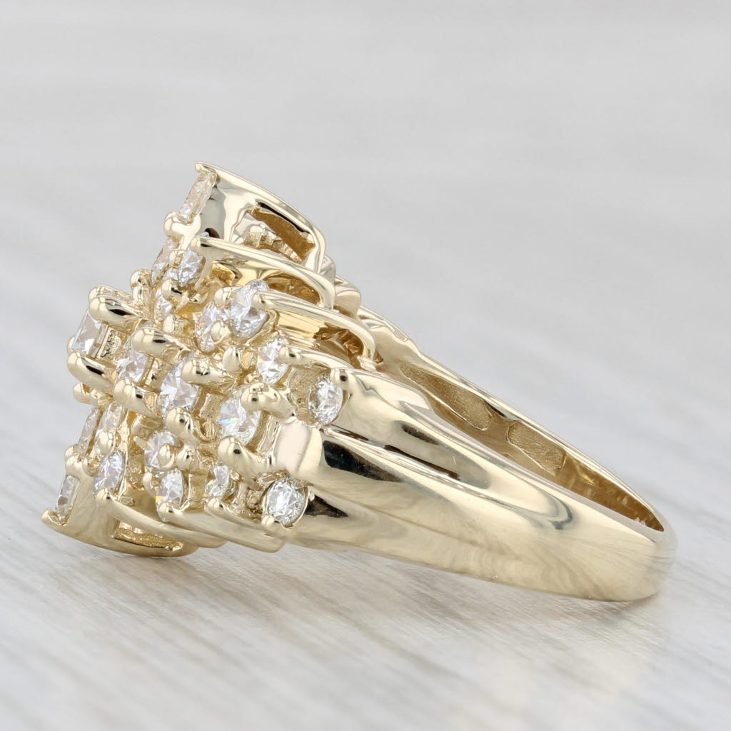 Light Gray 1.85ctw Diamond Cluster Cocktail Ring 10k Yellow Gold Size 5.25