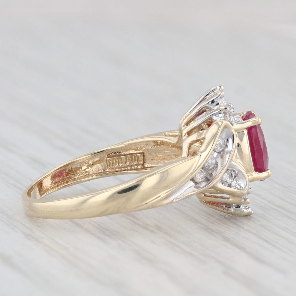 Light Gray 1.08ctw Oval Ruby Diamond Ring 10k Yellow Gold Size 5.5