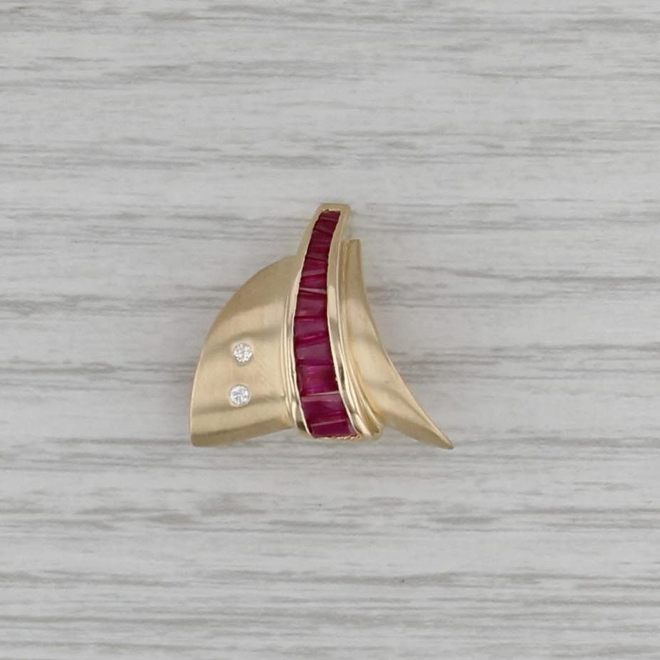 0.83ctw Ruby Diamond Slide Pendant 14k Yellow Gold