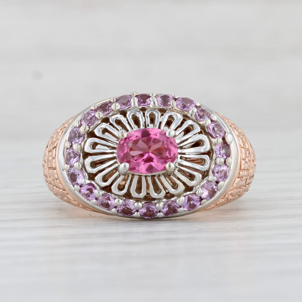 Light Gray 2.24ctw Pink Spinel Sapphire Ring 14k White Yellow Gold Size 9 Cocktail