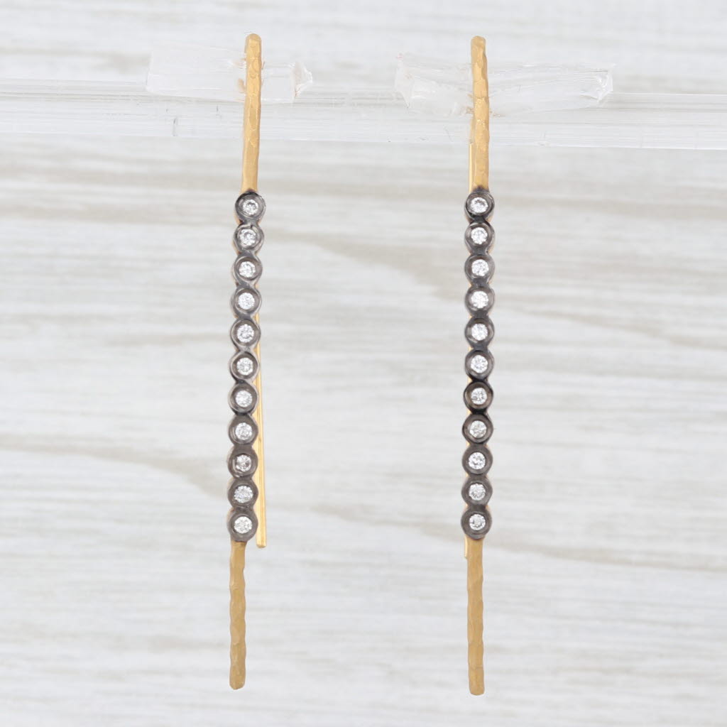 Light Gray New 0.20ctw Diamond Threader Drop Earrings 14k Yellow Gold Marika Desert