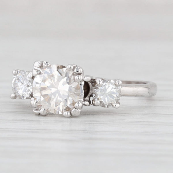 Light Gray Vintage 1.38ctw Diamond Ring 14k White Gold Size 5.75 Round 3-Stone