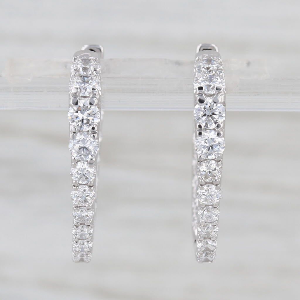 Lab Grown 2.30ctw Diamond Inside Out Hoop Earrings 14k White Gold Triangle Hoops