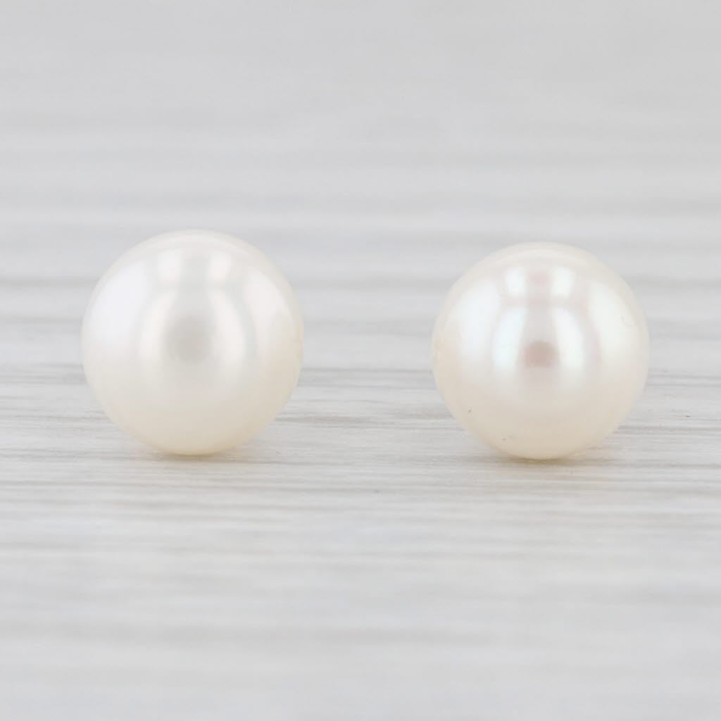 Cultured Pearl Stud Earrings 14k Yellow Gold Bead Studs