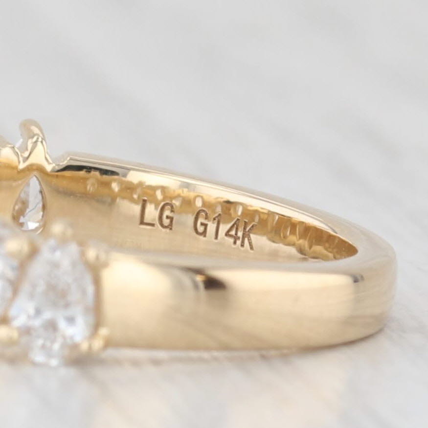 New 1.31ctw Lab Grown Pear Diamond Ring Wedding Stackable Band 14k Gold Size 6.5