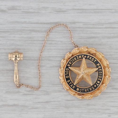 Gray American Gold Star Mothers Past President Pin 10k Gold Gavel Guard