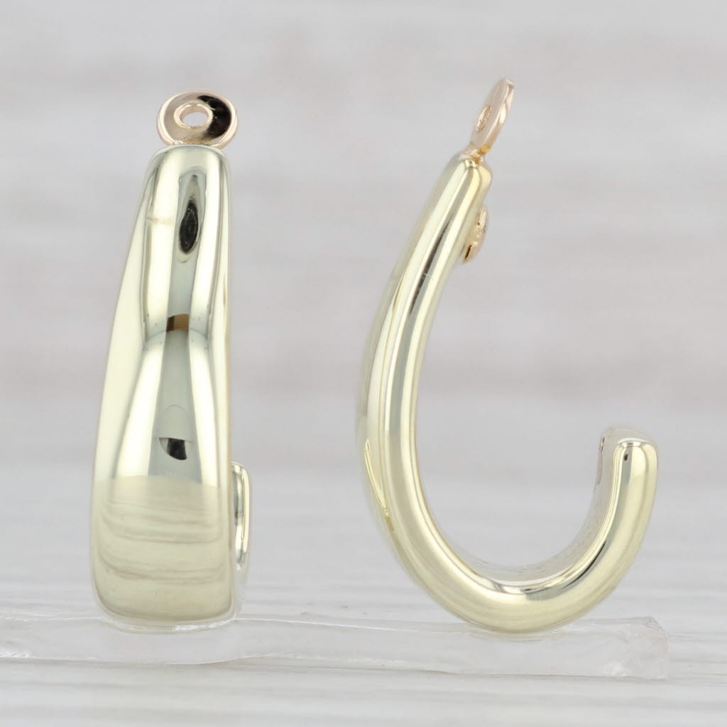 Light Gray J-Hook Drop Earring Enhancer Charms 14k Yellow Gold Carla