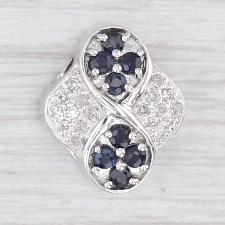 0.37ctw Blue Sapphire Diamond Slide Bracelet Charm 14k White Gold