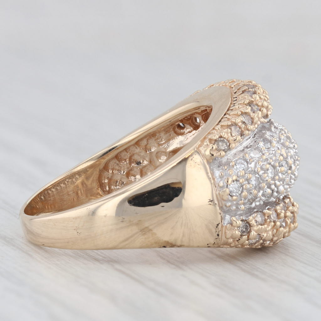 Light Gray 1.17ctw Brown White Pave Diamond Cocktail Ring 14k Yellow Gold Size 10