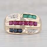 Gray 0.89ctw Ruby Sapphire Emerald Diamond Ring 10k Gold Size 7 Cocktail