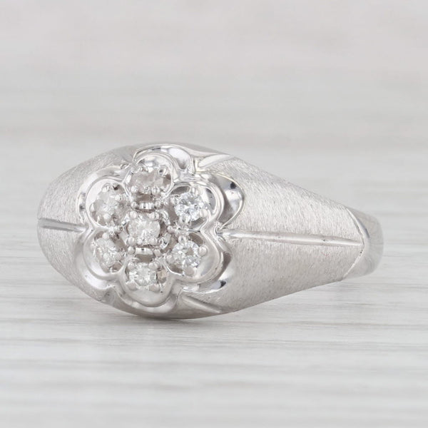 0.12ctw Diamond Cluster Ring 10k White Gold Belcher Setting Size 11.25 Men's