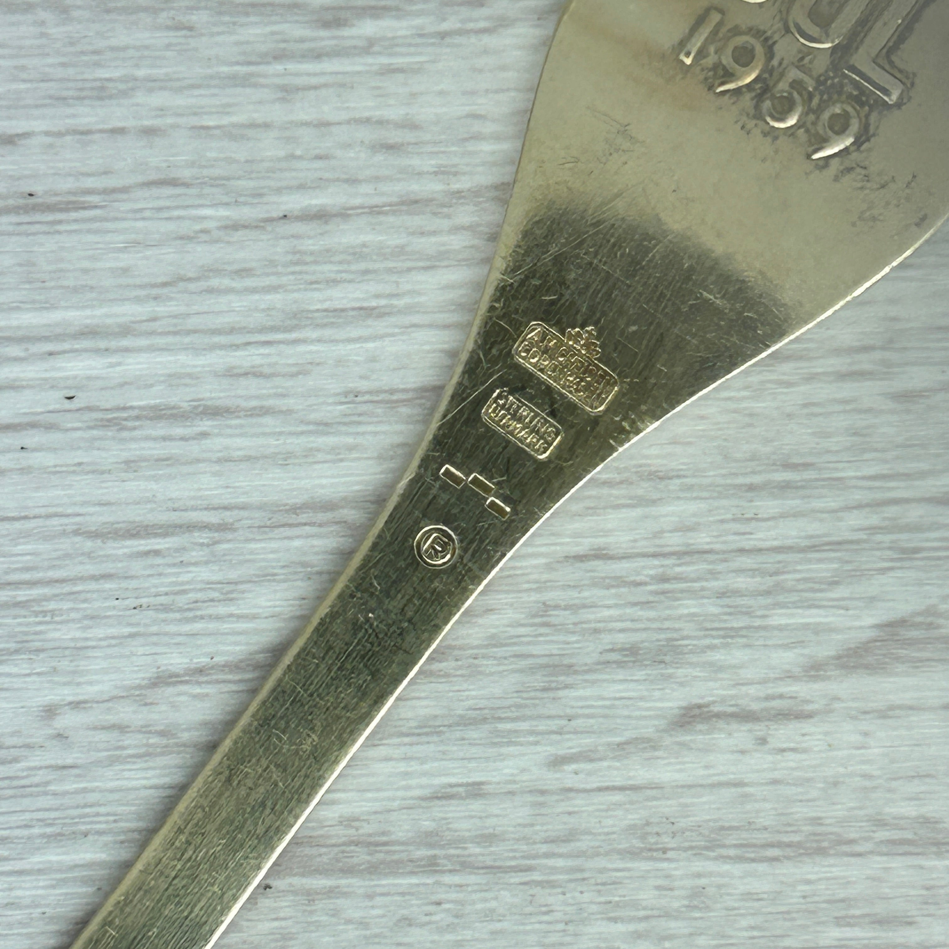 Gray Vintage 1959 Anton Michelsen Sterling Silver Enamel Christmas Fork Denmark