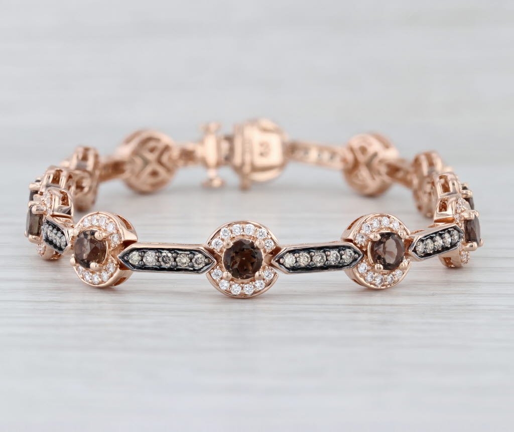 Le Vian 4.07ctw Champagne Diamond Quartz Links Bracelet 14k Rose Gold 6.75" 8mm