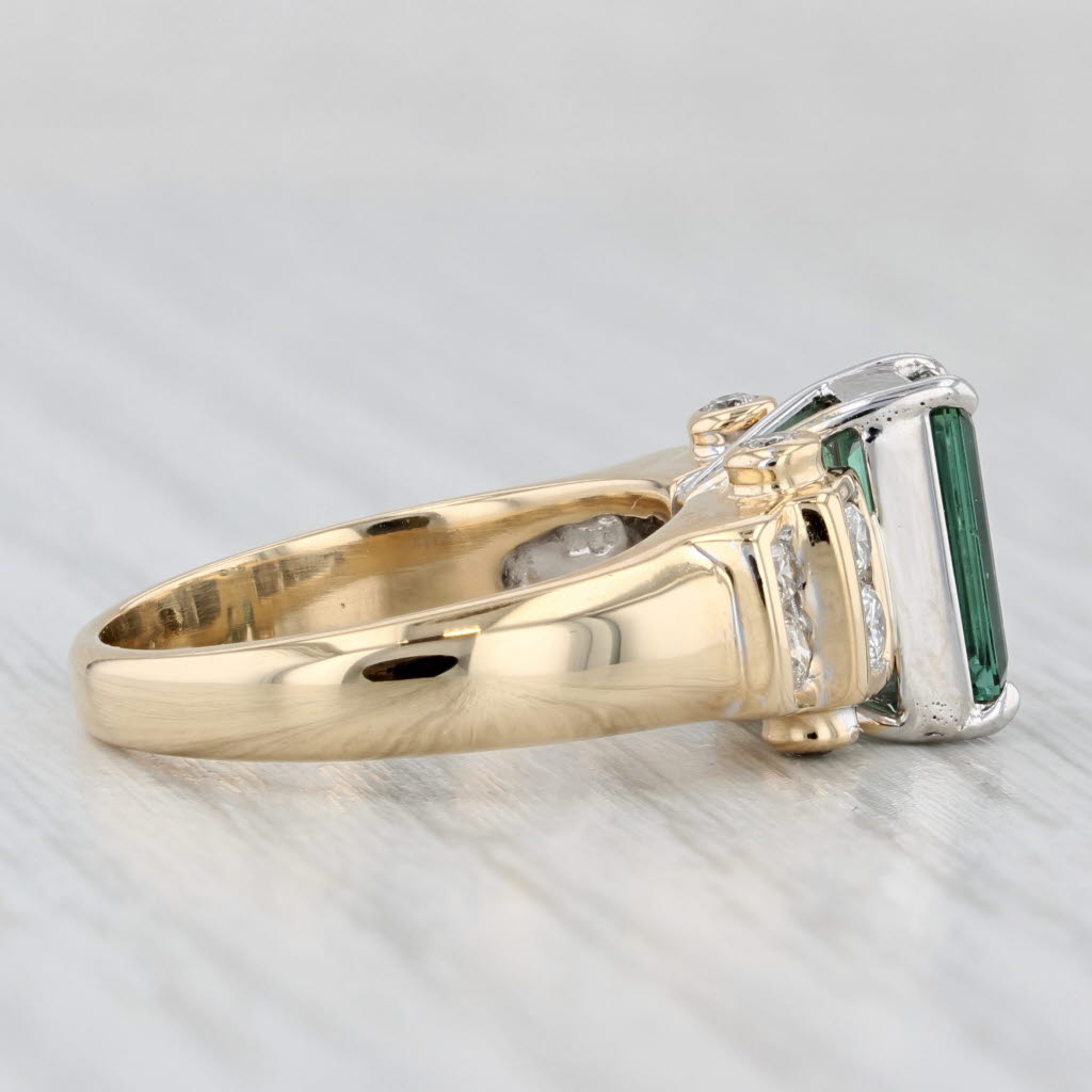 Light Gray 1.97ctw Green Tourmaline Diamond Ring 18k Yellow Gold Size 6.5-6.75