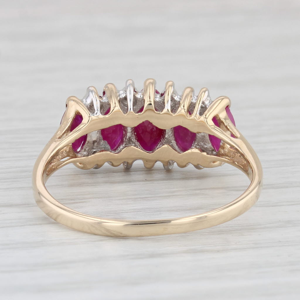 Light Gray 2.50ctw Ruby Diamond Ring 14k Yellow Gold Size 10.25 5-Stone Marquise