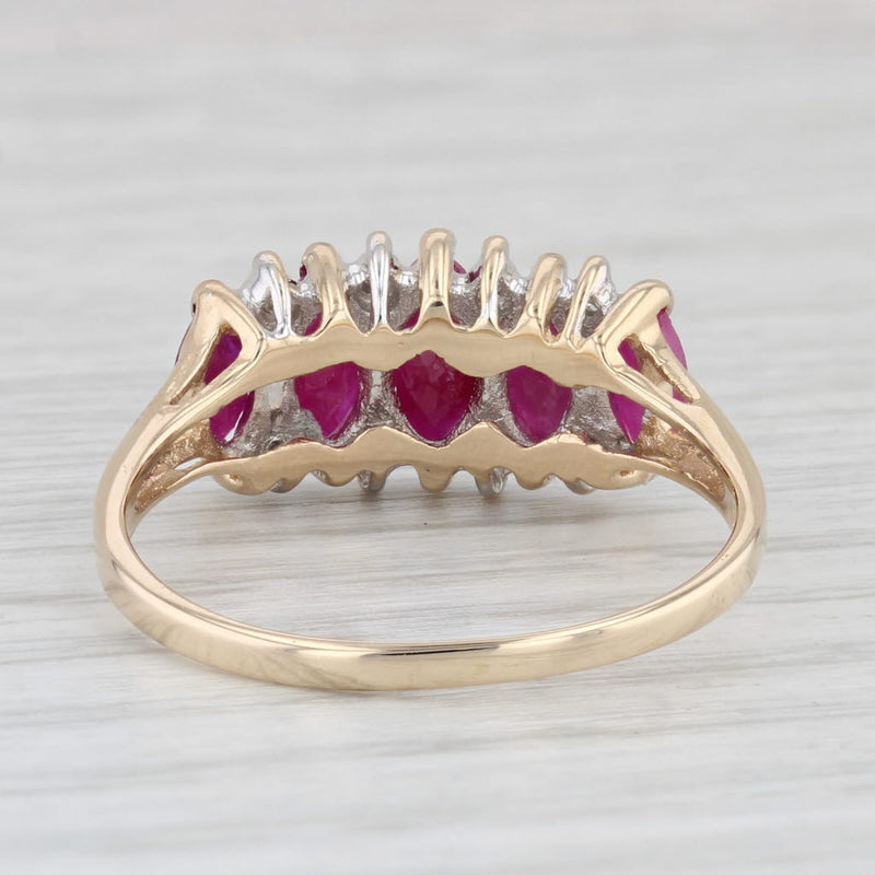 2.50ctw Ruby Diamond Ring 14k Yellow Gold Size 10.25 5-Stone Marquise