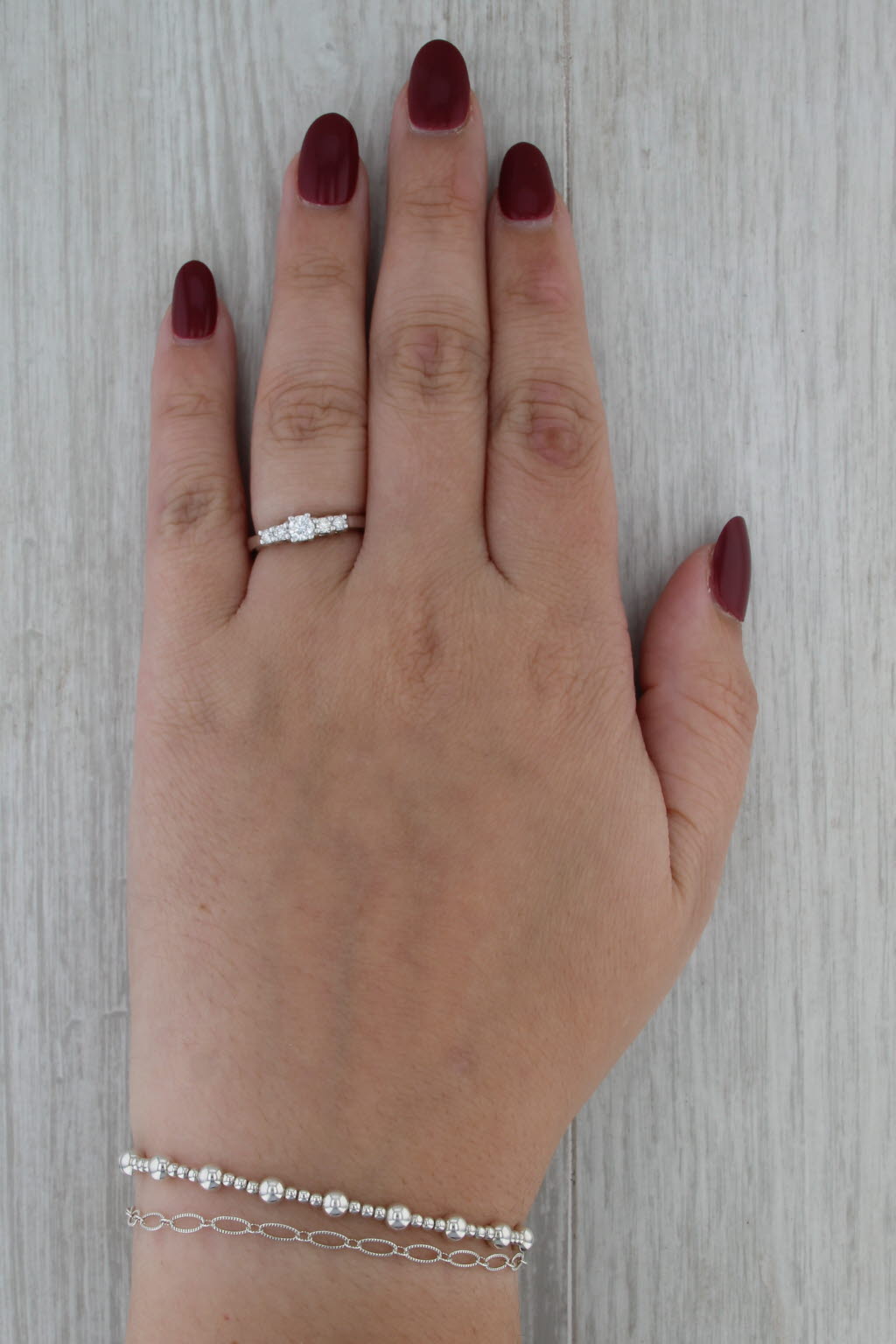 0.33ctw Diamond Engagement Ring 14k White Gold Size 6 Stackable 5-Stone