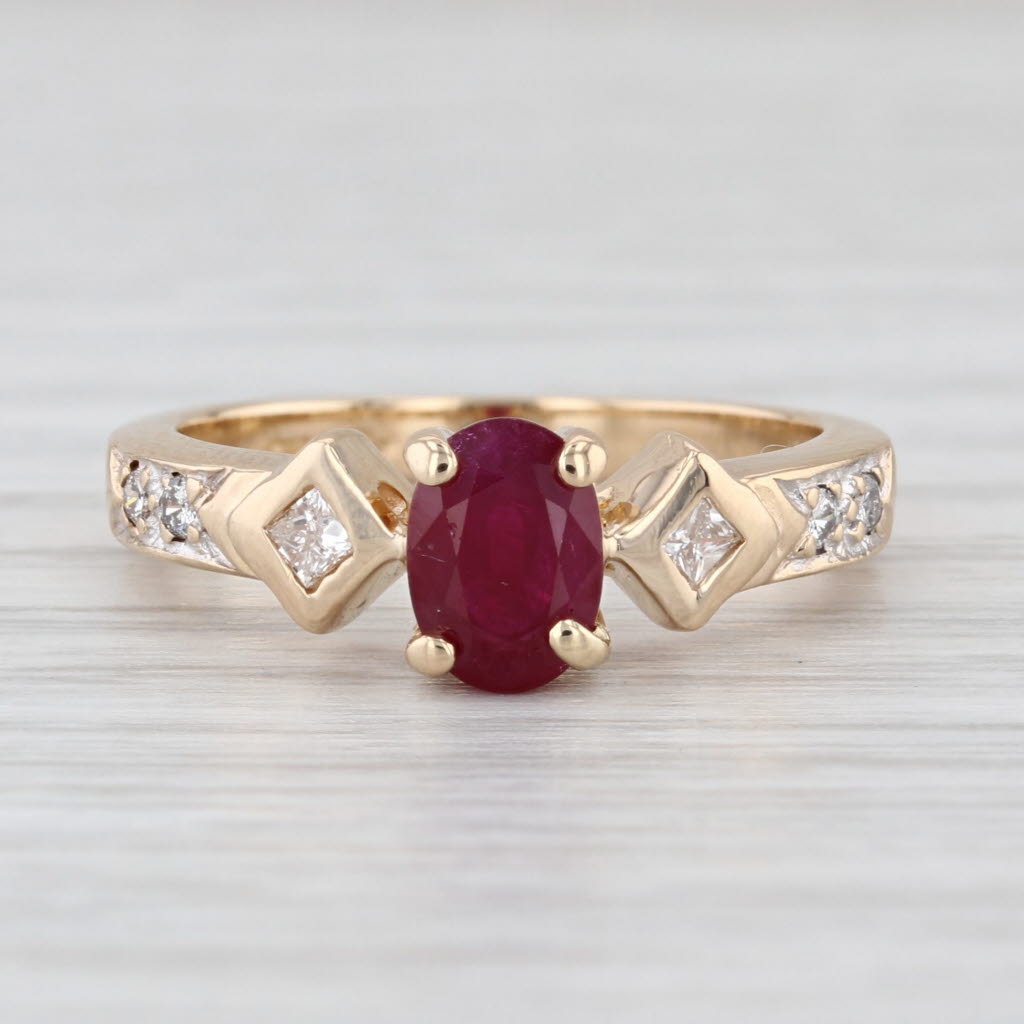 1.18ctw Oval Ruby Diamond Ring 14k Yellow Gold Size 6.5