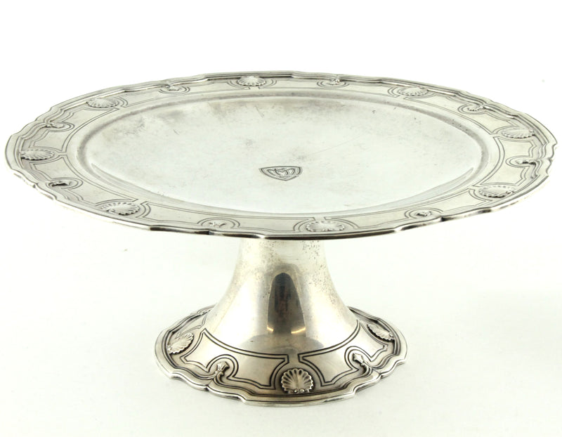 Beige Vintage c.1912 Tiffany & Co Sterling Silver Compote Round Stand Shell Thread