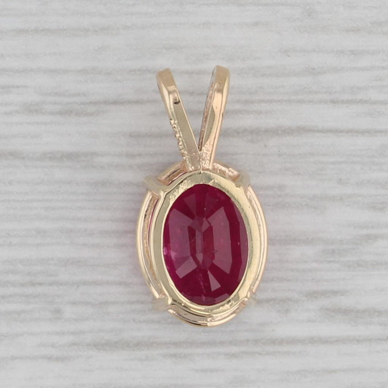 2.10ct Oval Pink Tourmaline Pendant 14k Yellow Gold Solitaire Drop