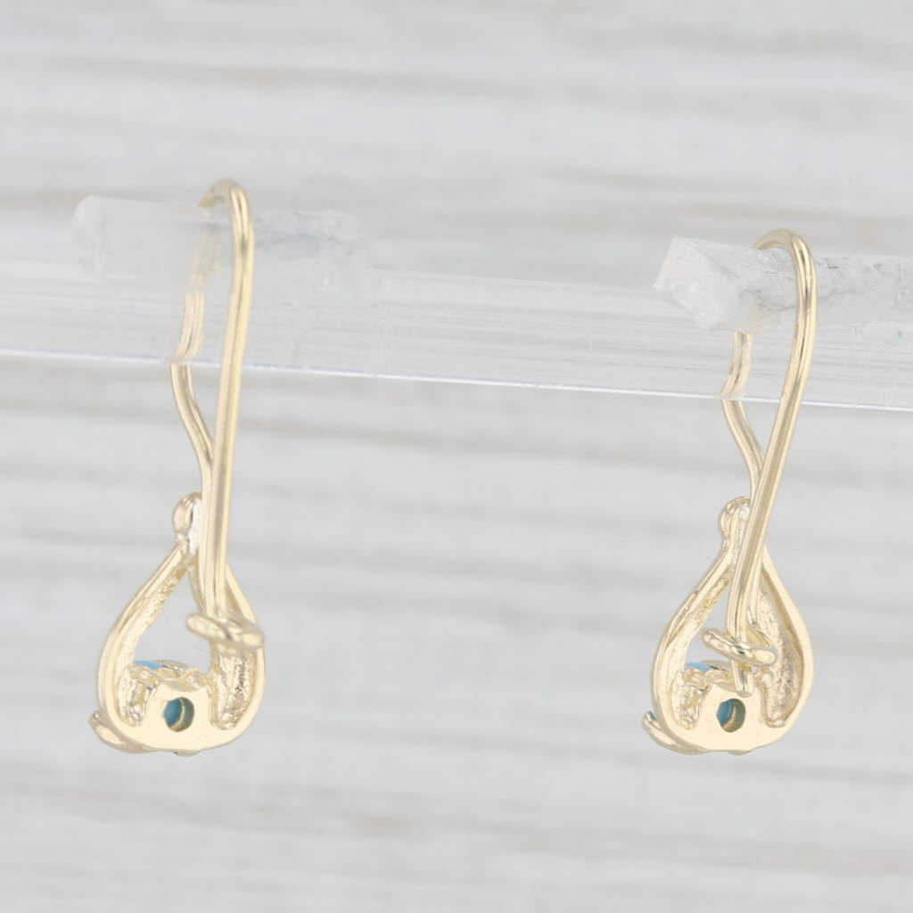 Light Gray Blue Glass Teardrop Earrings 14k Yellow Gold Hook Posts