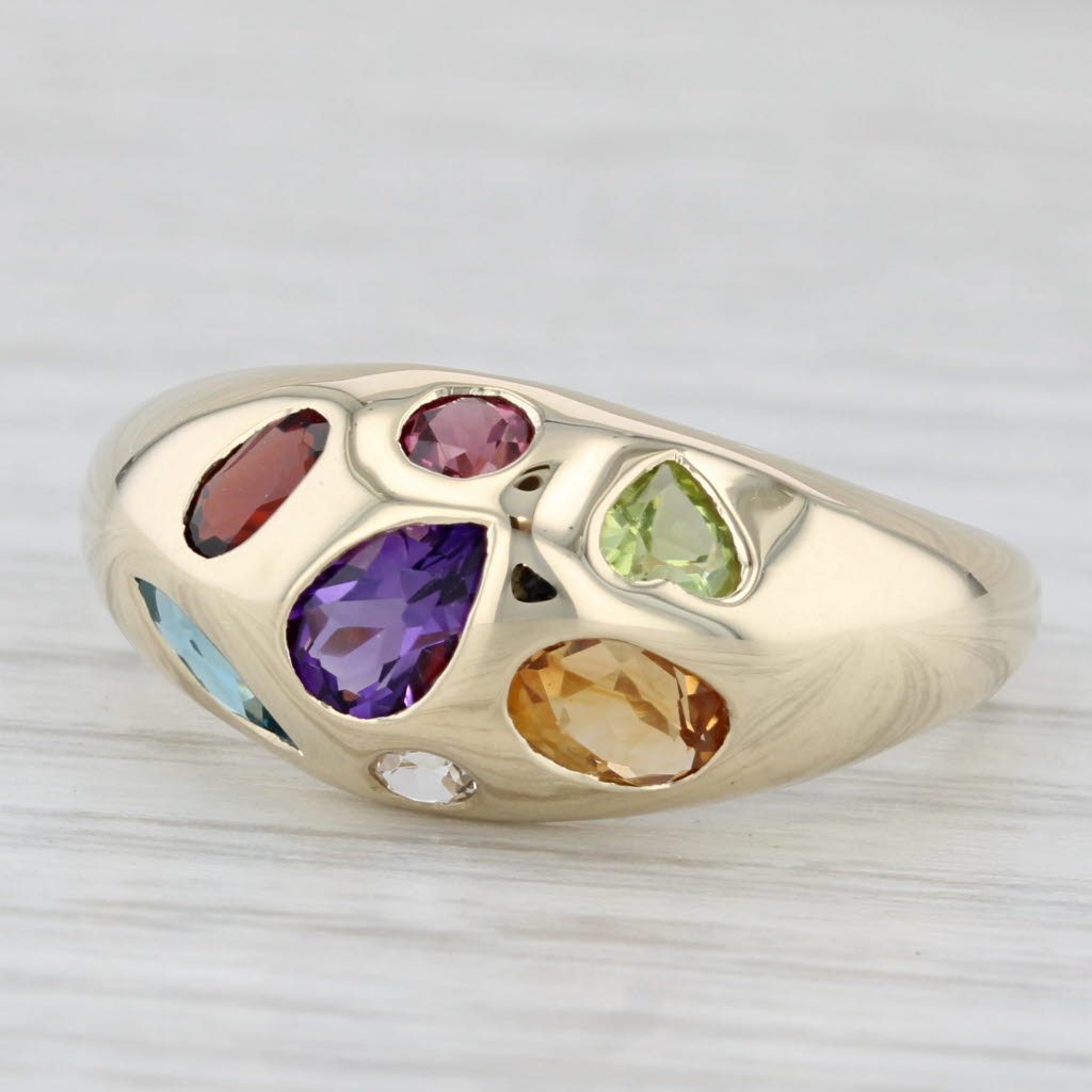 Light Gray 1.97ctw Gemstone Ring Amethyst Topaz Citrine Garnet Peridot 14k Gold Size 10.25