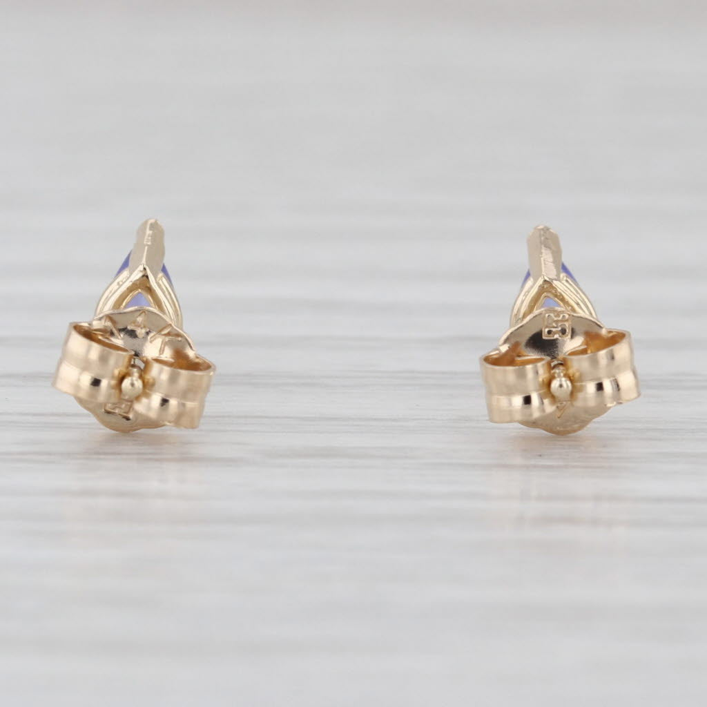 0.50ctw Tanzanite Pear Solitaire Stud Earrings 14k Yellow Gold Studs