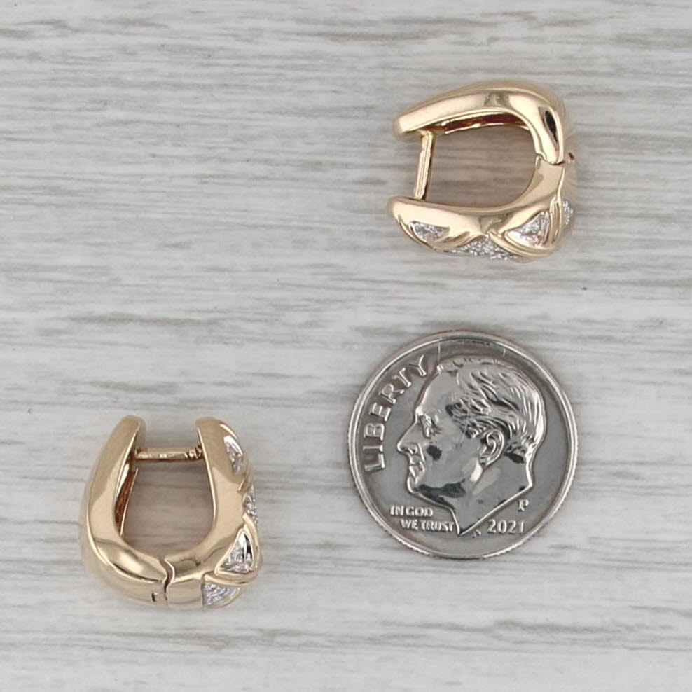 0.40ctw Diamond Crosshatch Hoop Huggie Earrings 14k Yellow Gold Drops