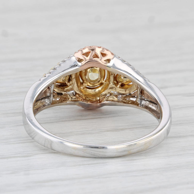 0.81ctw Yellow White Diamond Ring 18k White Rose Gold Engagement Canary Star