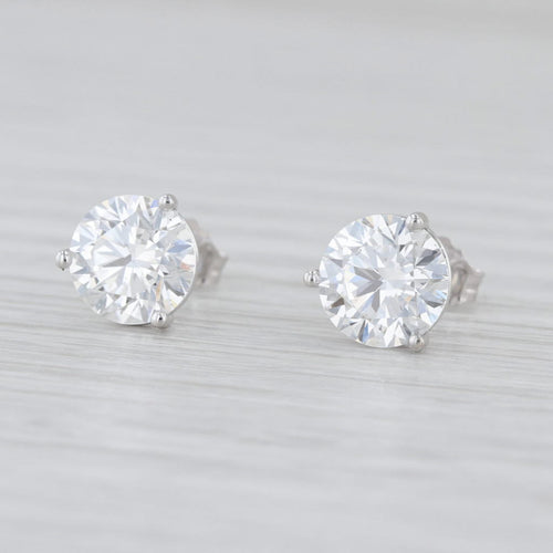 IGI 3.02ctw VS1 Lab Grown Diamond Stud Earrings 14k White Gold Solitaire Studs