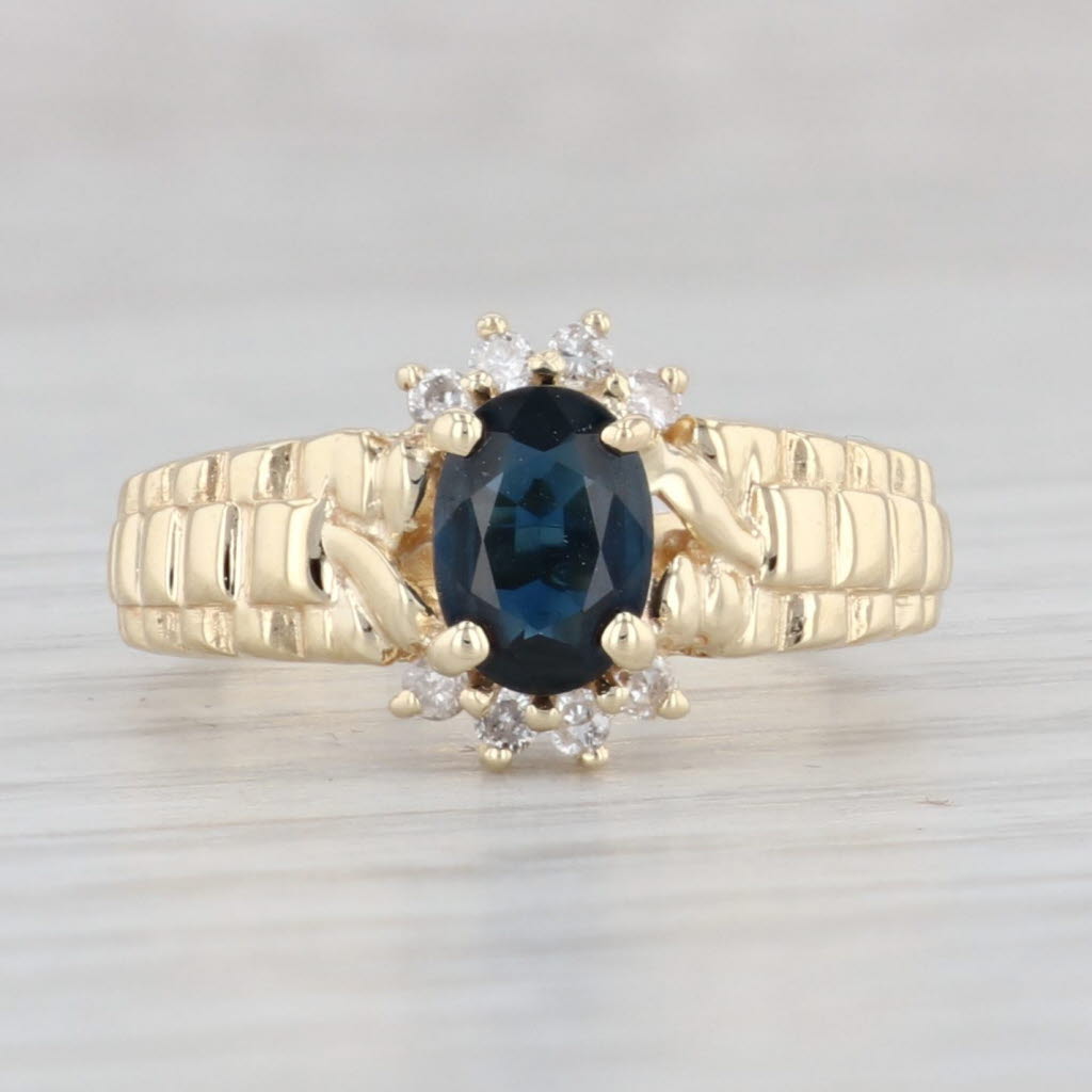 Light Gray 1.08ctw Blue Sapphire Diamond Ring 14k Yellow Gold Size 6.25 Engagement