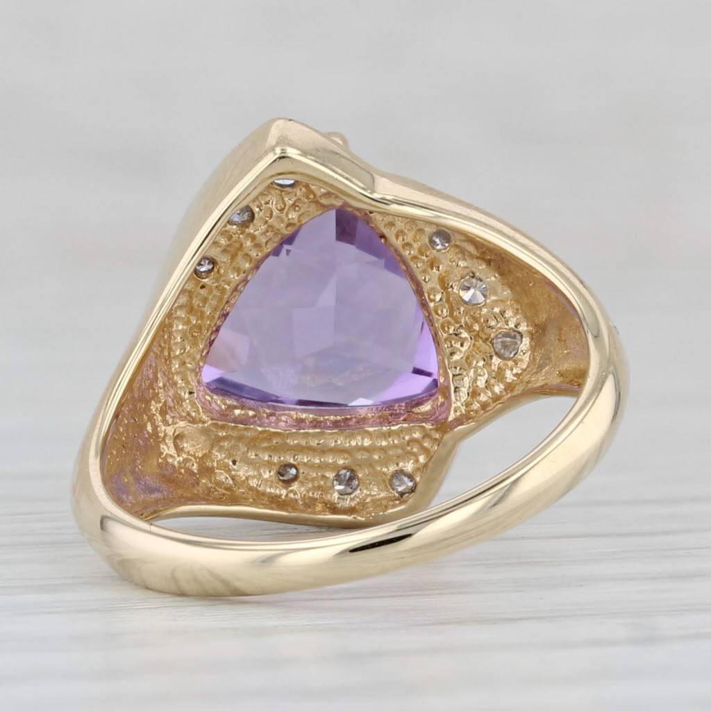 Gray 3.65ctw Amethyst Diamond Ring 14k Yellow Gold Size 6.25 Cocktail