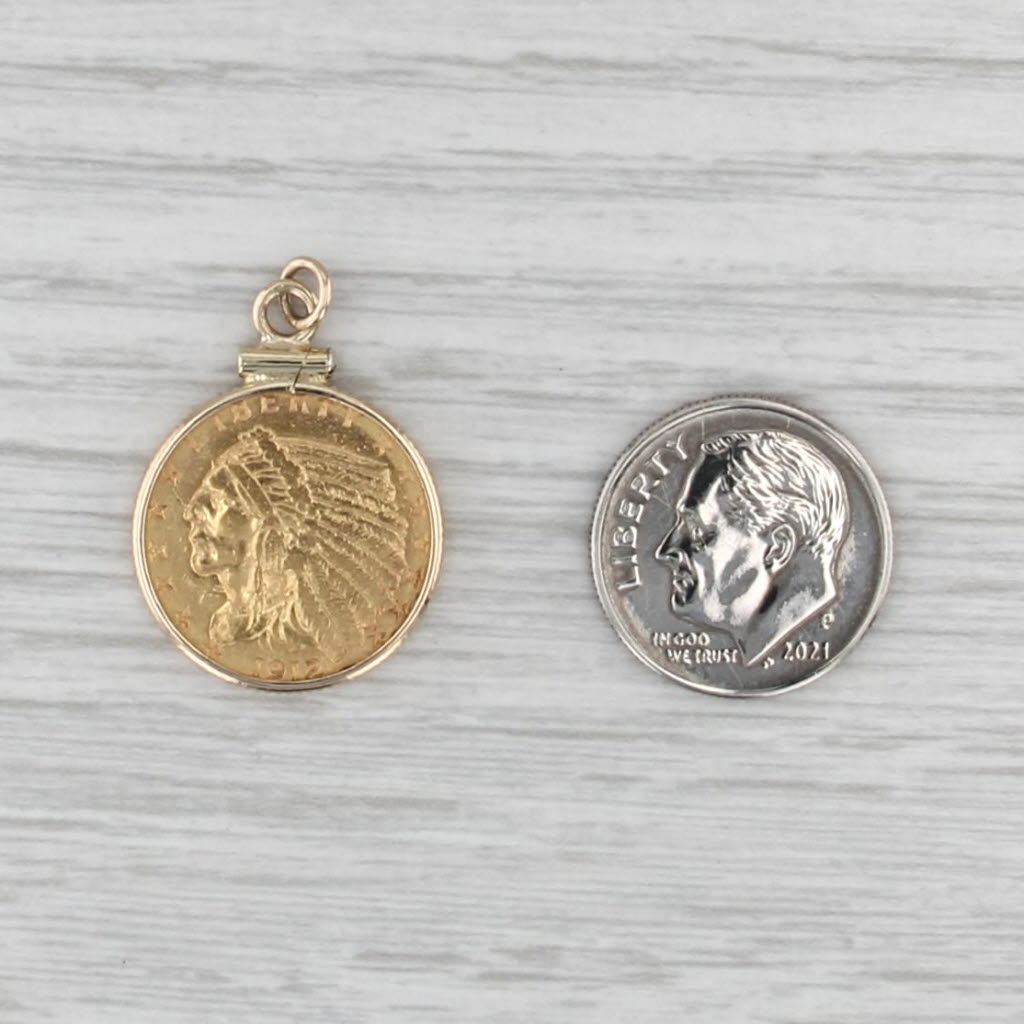 1912 Indian Head American Gold Eagle Coin Pendant 14k 22k Charm 2.5 Dollars