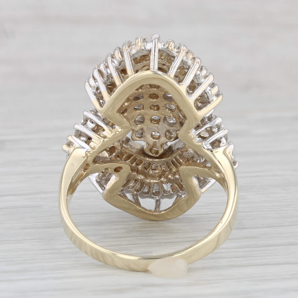 Light Gray 1.82ctw Diamond Cocktail Cluster Ring 10k Gold Size 7.5