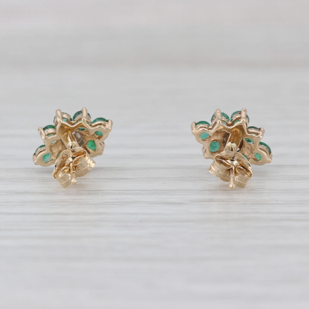 0.60ctw Emerald Diamond Stud Earrings 14k Yellow Gold Studs
