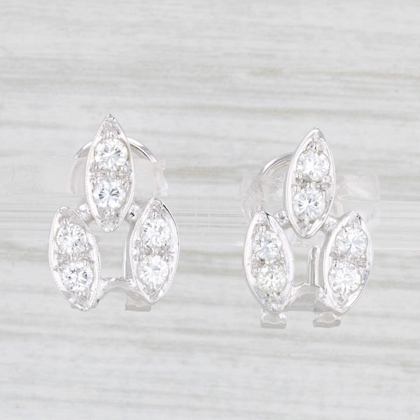 0.74ctw Diamond Drop Earrings 14k White Gold Omega Backs