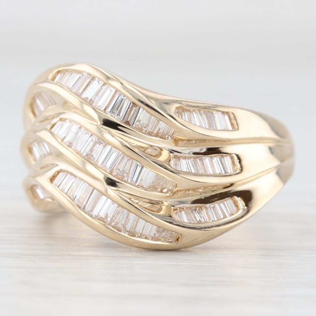 Light Gray 1ctw Diamond contoured Multiband Ring 14k Yellow Gold Size 6.25