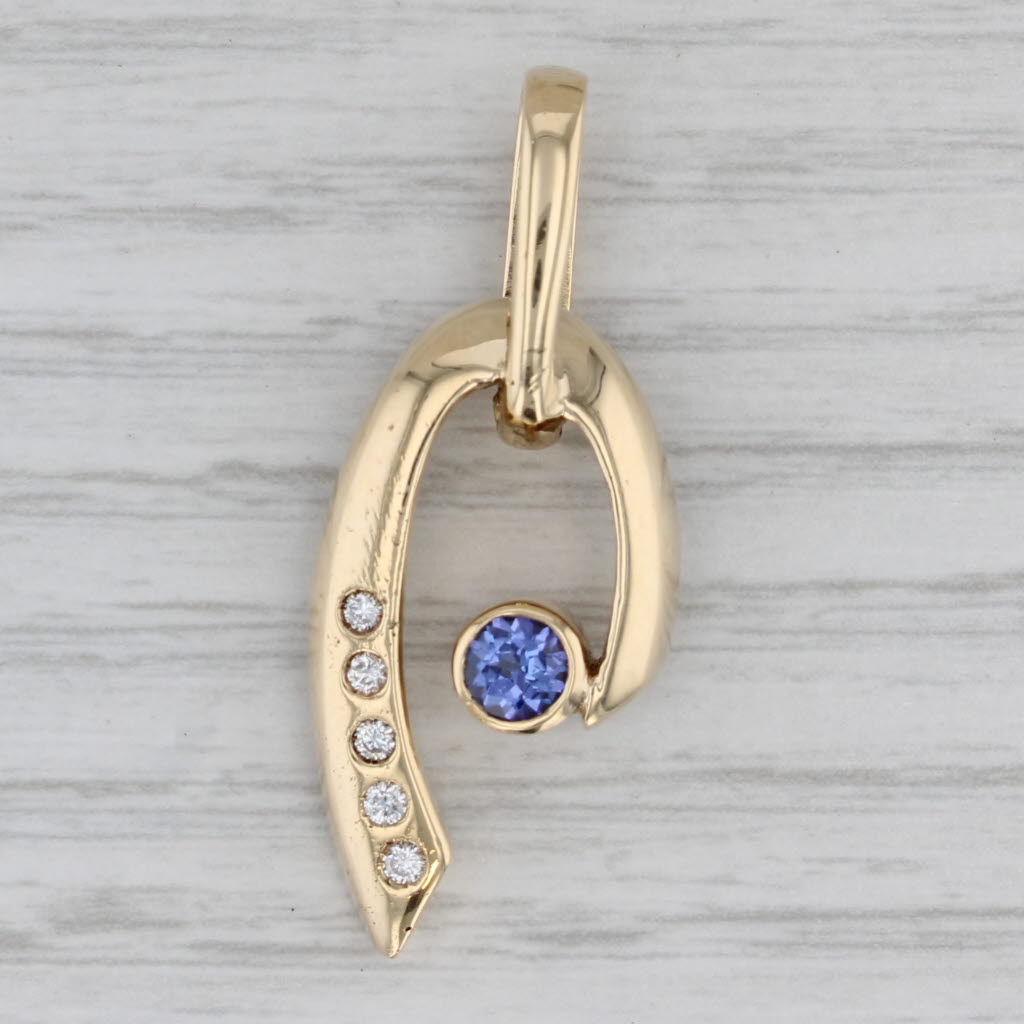 Gray 0.50ctw Tanzanite Diamond Pendant 14k Yellow Gold Statement