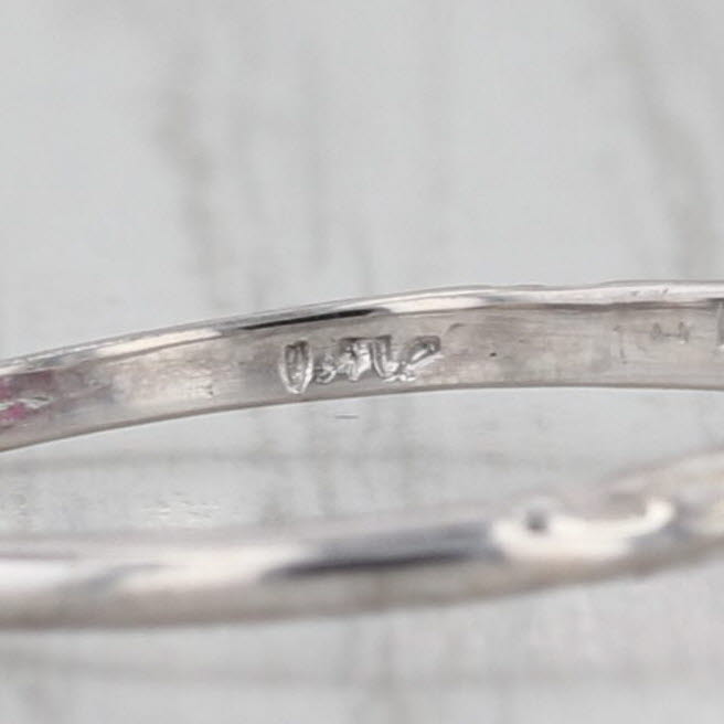 Vintage 0.90ct Ruby Round Solitaire Ring 14k White Gold Size 6.25 Etched Band