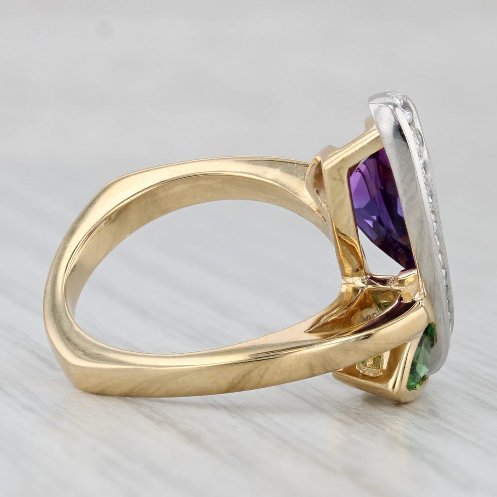 Gray Krementz 3.32ctw Amethyst Chrome Diopside Ring 18k Yellow Gold Platinum Size 7