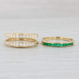 0.90ctw Diamond Ring Jacket Emerald Band 18k Yellow Gold Size 7 Set