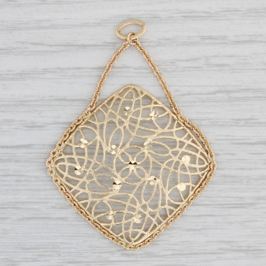 Gray Openwork Statement Pendant 14k Yellow Gold