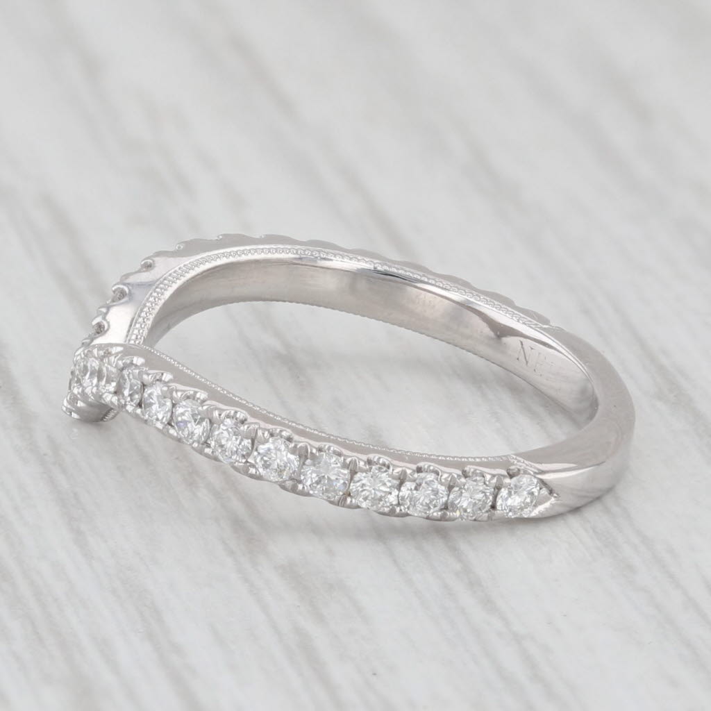 Light Gray 0.40ctw Diamond Contoured V Wedding Anniversary Band 14k White Gold Size 4.5